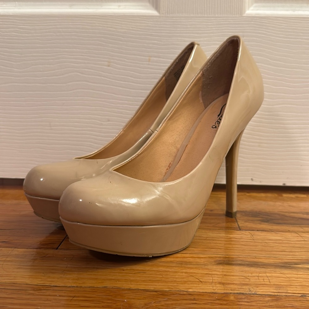 Candie’s Nude Patent Leather Heels